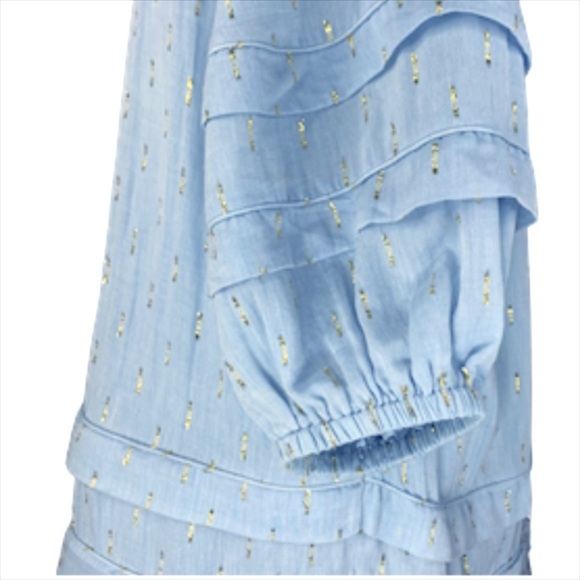 Roller Rabbit Dress Medium Weir Tamania Tiered Boho Festival Metallic - Picture 8 of 14